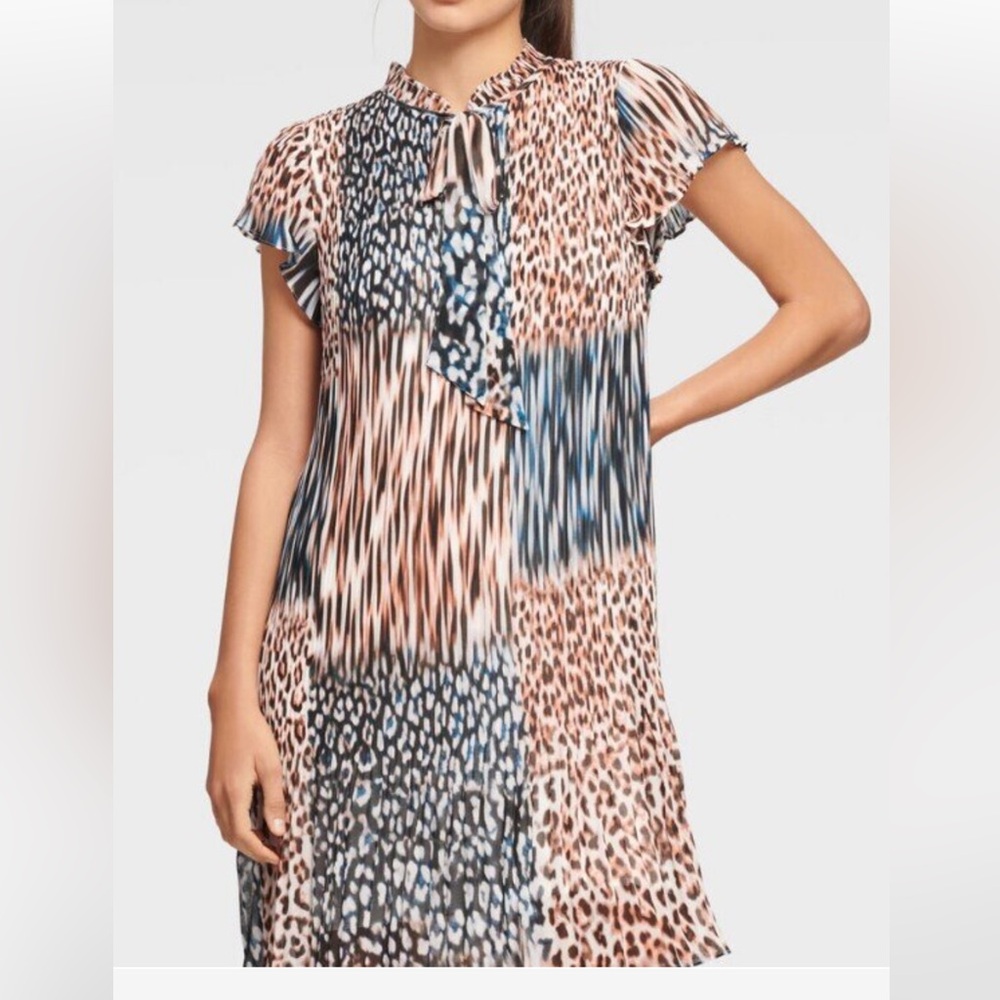 DKNY pleated animal print dress